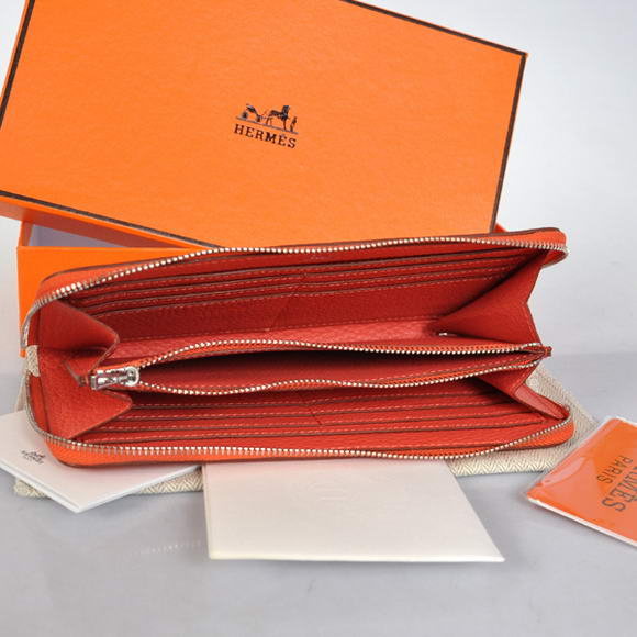 1:1 Quality Hermes Evelyn Long Wallet Zip Purse A808 Light Red Replica - Click Image to Close